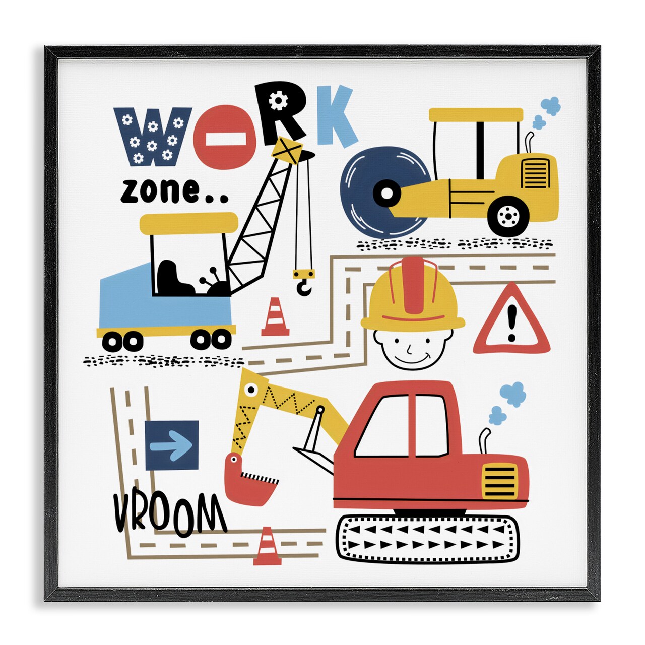 Stupell Industries Work Zone Construction Essentials Framed Giclee, design by Creative Studio